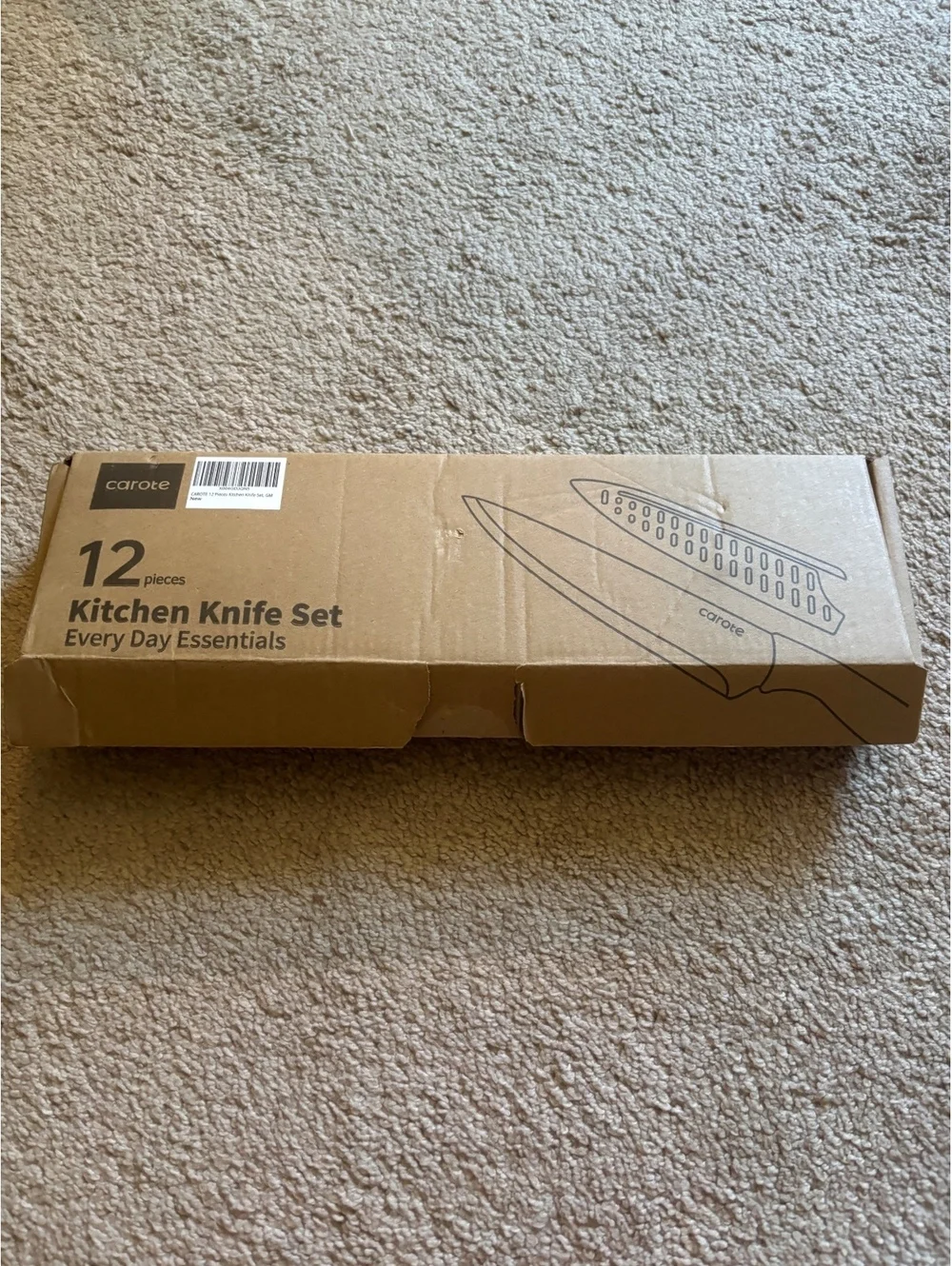 New open box carote 12 piece kitchen knife set ceramic with covers